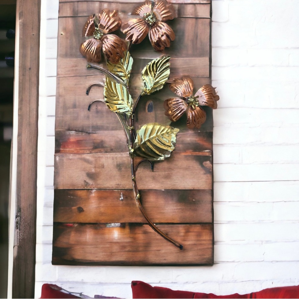 Vintage Home Interiors Metal Floral Decor